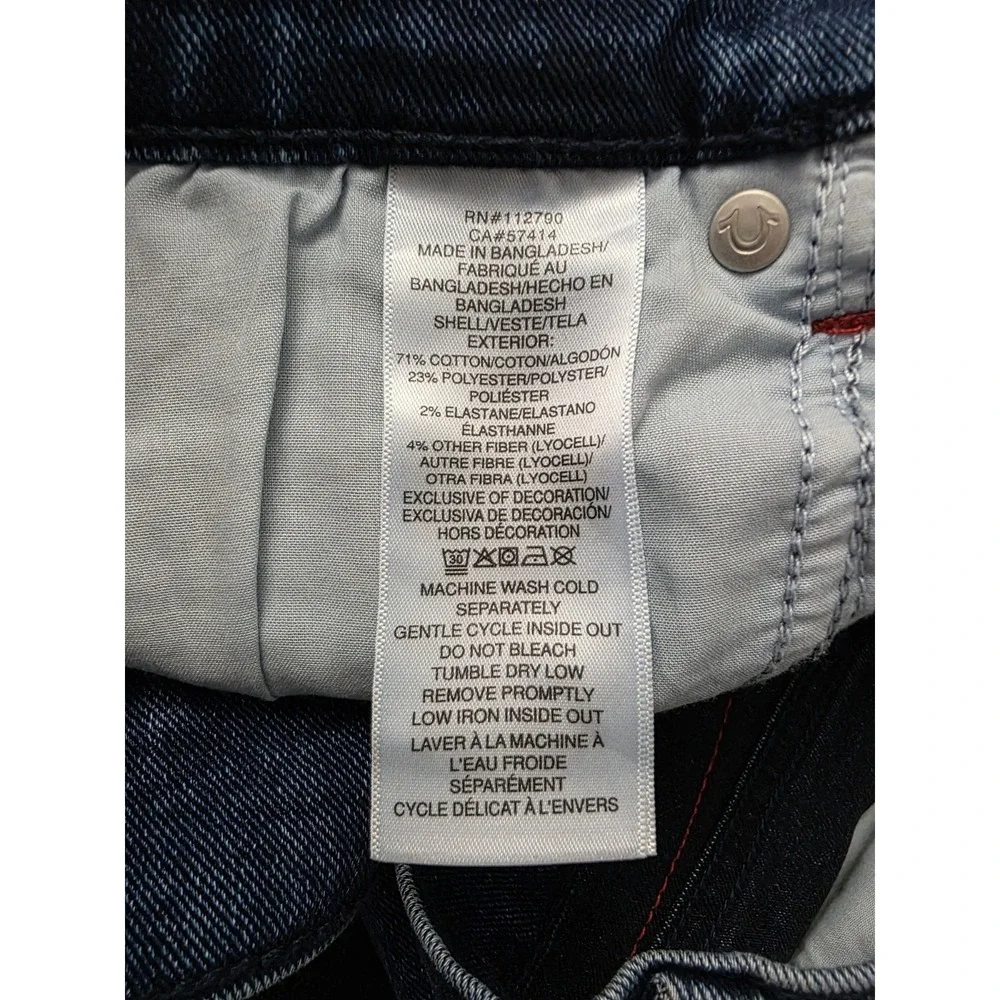 True Religion Ricky SN Flap Straight Style‎ 701180 Dark Shivering Wash Sz 36x32